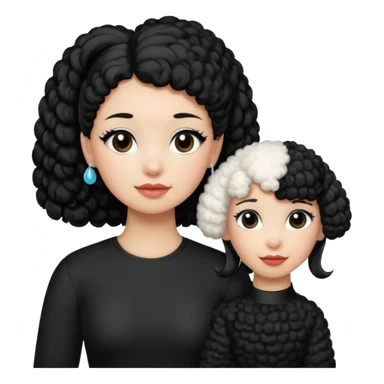 Poodle and Black ponytail girl say goodbye sticker
