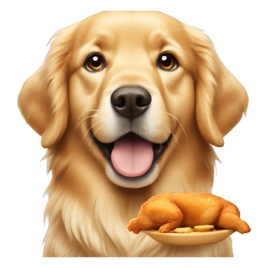 Golden retriever eating a chicken tender sticker