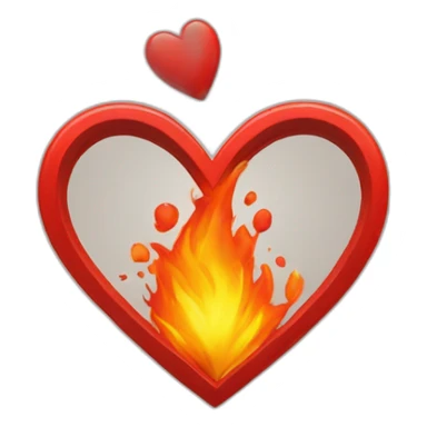 red heart on short fire sticker