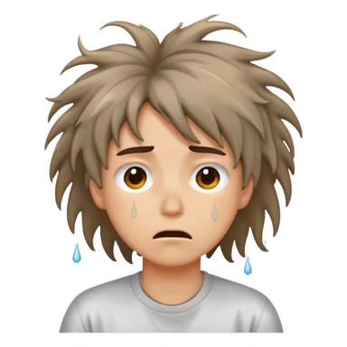 stressed person with messy hair and sweat drops sticker