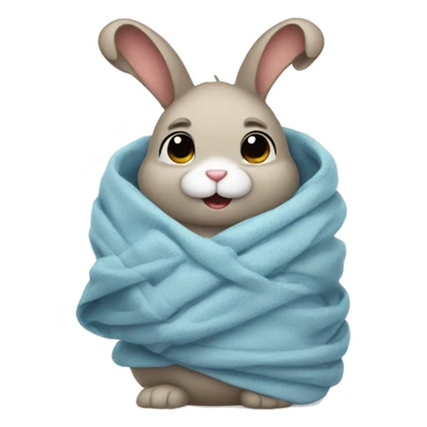 bunny wrapped in a blanket sticker