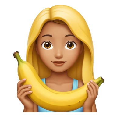 Girl holding banana sticker