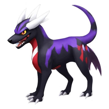 Black Cool Edgy Nargacuga-Houndoom-Garchomp-Noivern Fakémon  with White and Red and purple and black Edgy markings sticker