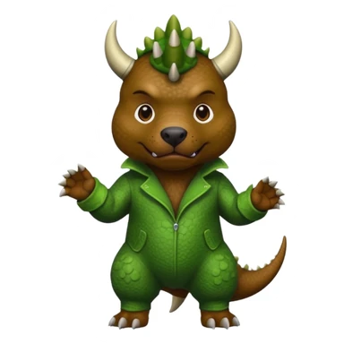 Black pibull dressed as a triceratops  sticker