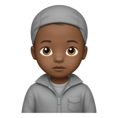 Black baby with straight face in a grey jumpsuit sticker