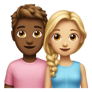 on the left, the girl is pink on the right, the boy is blue sticker