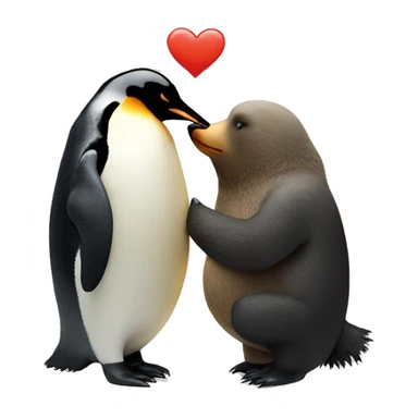 penguin kissing a bear sticker