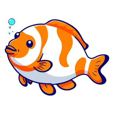 happy clownfish with bubbles sticker