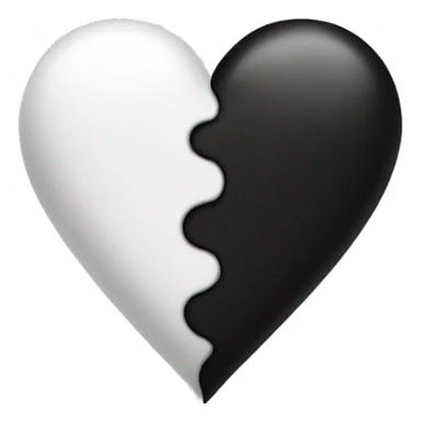 Half white half black heart sticker