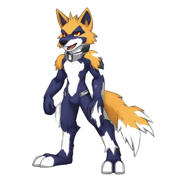  Cool Edgy Colorful Anthro War-Digimon-Fakemon-Wolf with edgy markings full body sticker