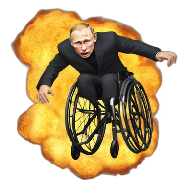 Furious vladimir putin monke wheelchair jumps through fire ring sticker