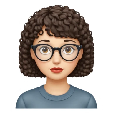 Gótica,cabelo cacheado curto com franja,branca e usa óculos  sticker