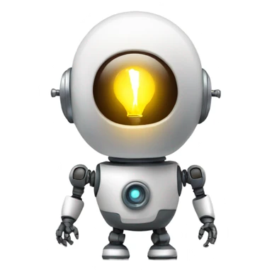 cute robot holds a light bulb sticker