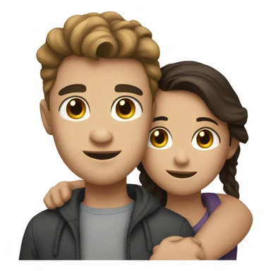 brunette girl hugging a lightskin boy sticker