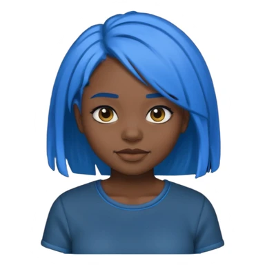black girl emoji with blue hair and edges in a black shirt  sticker