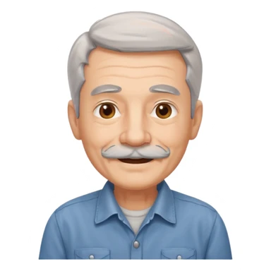 Old man with gray hair and mustache and working shirt. happy optimistic expression sticker