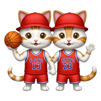 2 cats who just won a basketball game sticker