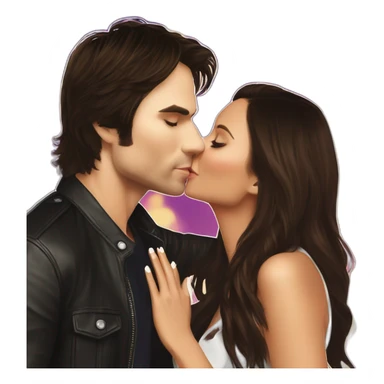 Ian Somerhalder kissing Nina Dobrev sticker