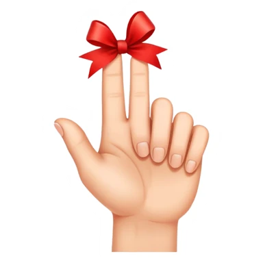 index finger with red ribbon sticker