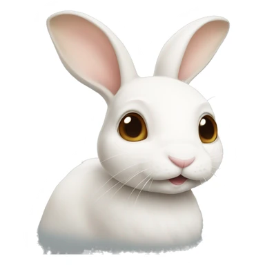 White bunny with half a light brown nose and brown ear  sticker