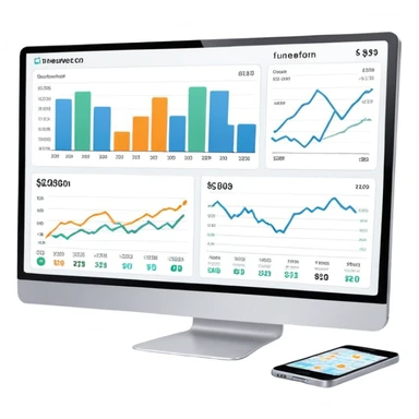 financial dashboard with multiple currency symbols € $ £ ¥ sticker