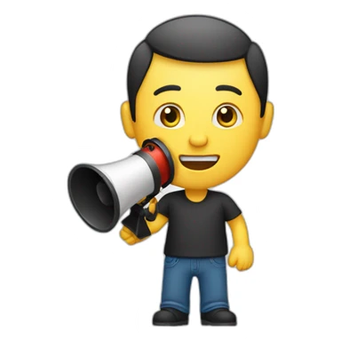 a man with a loudspeaker sticker