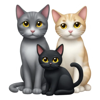 Grey cat and black cat sitting together sticker