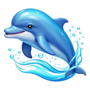 Cinematic Adorably Playful Dolphin Portrait Emoji, Bouncing joyfully through sparkling turquoise waves with a sleek, streamlined body of glossy blue skin, a wide, infectious smile, and bright, twinkling eyes that radiate pure delight, Simplified yet charmingly exuberant features, highly detailed, glowing with a radiant, bubbly aquatic glow, high shine, energetic and heartwarming, stylized with an air of whimsical ocean fun, soft glowing outline, capturing the essence of a super cute dolphin that seems ready to leap out of the screen spreading joy! sticker