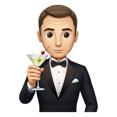 James Bond with martini glass, shaken not stirred sticker