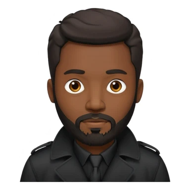 black bearded man in black shirt in black trenchcoat  sticker