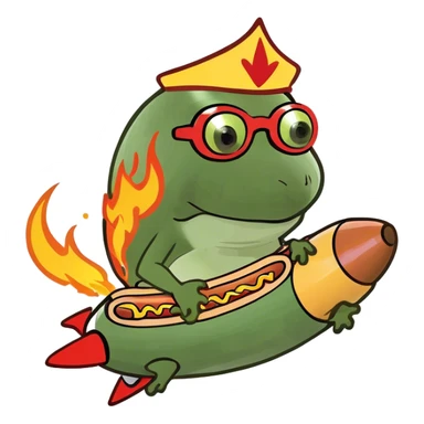 riding a hotdog rocketship, full body, flames coming out the back sticker