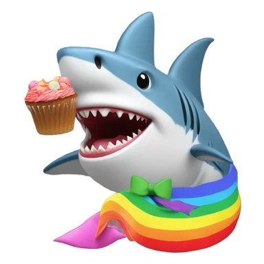 Shark with a top hat grusomly eating a rainbow pride cake at a wedding with horse beaded pigs on a rainbow with meow meow meow meow  sticker