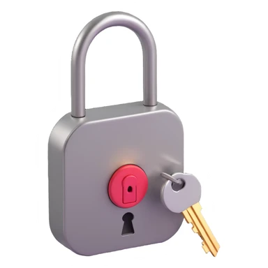 Closed padlock with a key inserted into it sticker