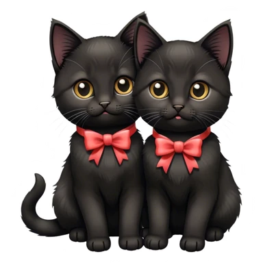 Two cute black Siberian kittens with bow collars sticker