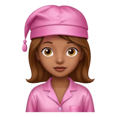 a brown skin girl with a pink satin cap and pajamas sticker