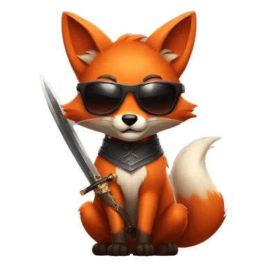 a fox in sunglasses with a sword sticker