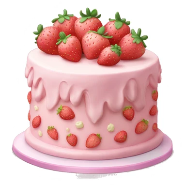 Light Pink strawberries and cream birthday cake  sticker
