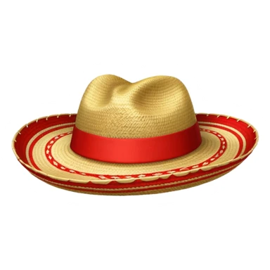 Sombrero de paja con una tira roja en la parte central sin ninguna soporte solo una tira como el de abajo a la derecha sin la flor y sin la tira roja en la parte saliente  sticker