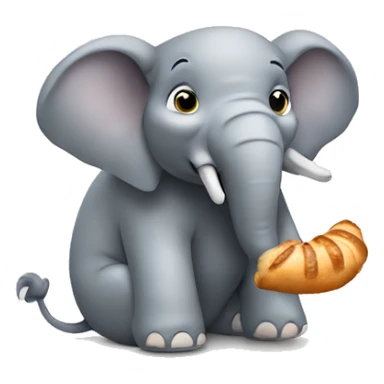 an elephant eating croissant sticker