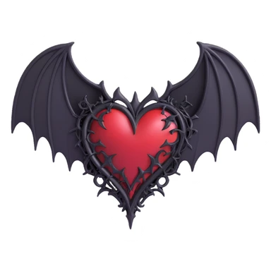 black gothic heart, shattered with small gothic bat wings, ornate, dark, elegant sticker
