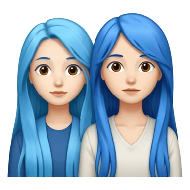 2 women with long blue, brown, and white hair sticker