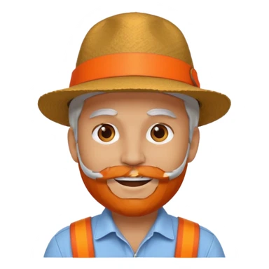 change the hat band with orange band and a red belt. change the facial hair to white.  sticker