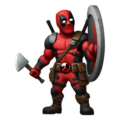 Deadpool holding Viking shield sticker