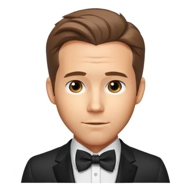 Ryan Reynolds with suit with bow tie sticker