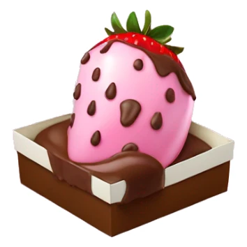 Pink chocolate-covered strawberries dessert in the gift box  sticker