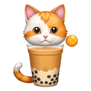 cat with bubble tea sticker