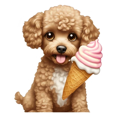 Toy poodle eating ice cream sticker