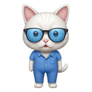 Cat with sunglasses with blue shirt pants and shocked sticker