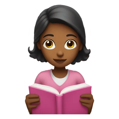 A girl reading pink books sticker