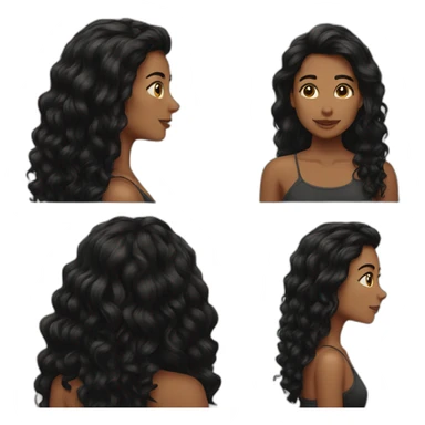 woman long black hairs love sticker